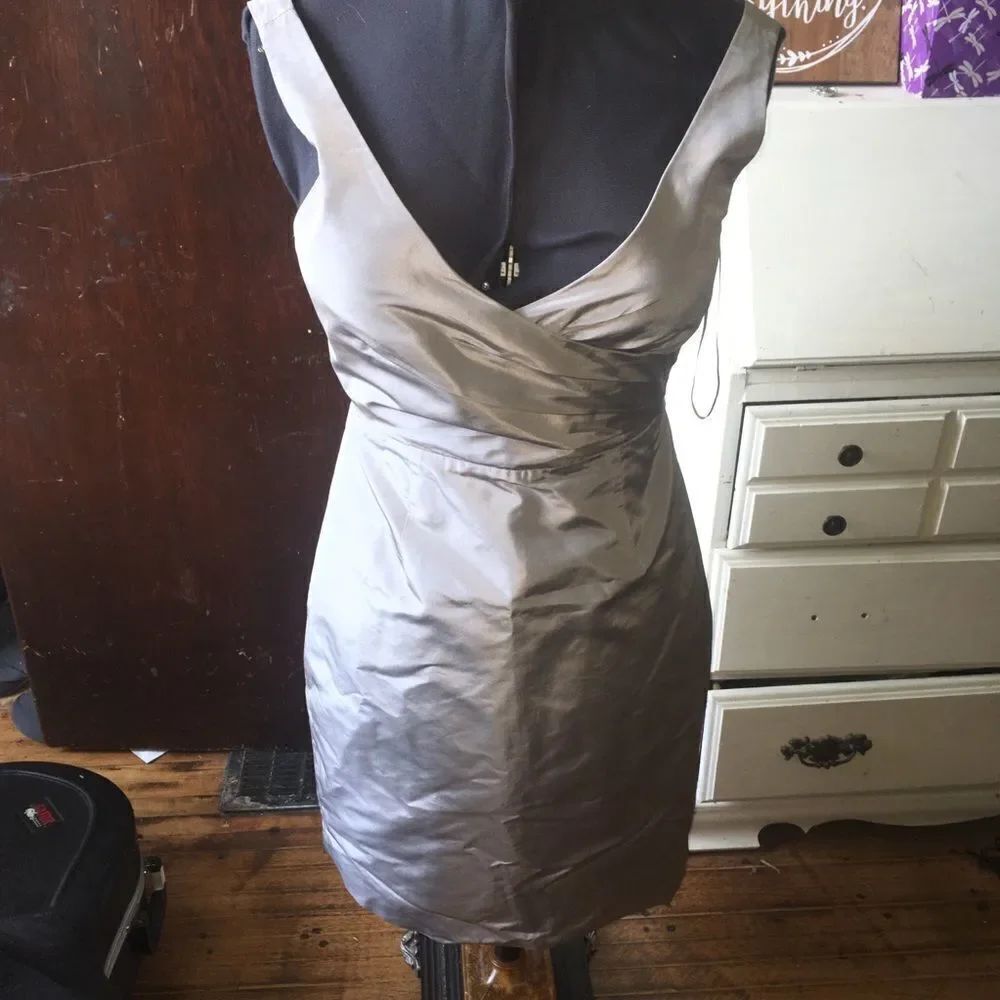 J Crew Sara dress in aged Driftwood silk taffeta